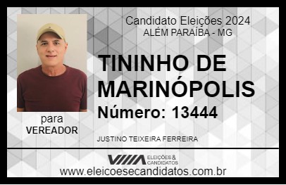 Candidato TININHO DE MARINÓPOLIS 2024 - ALÉM PARAÍBA - Eleições