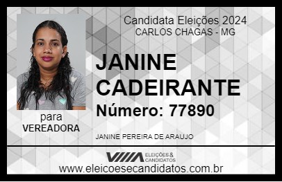 Candidato JANINE CADEIRANTE 2024 - CARLOS CHAGAS - Eleições