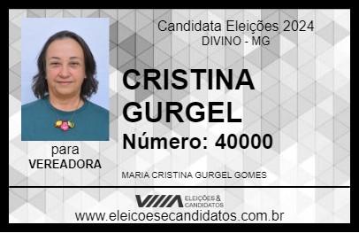 Candidato CRISTINA GURGEL 2024 - DIVINO - Eleições