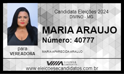 Candidato MARIA ARAUJO 2024 - DIVINO - Eleições