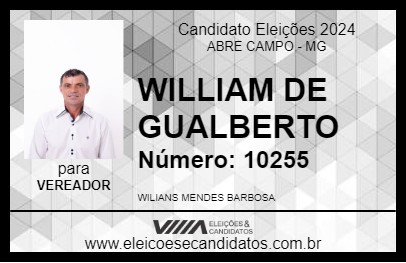 Candidato WILLIAM DE GUALBERTO 2024 - ABRE CAMPO - Eleições