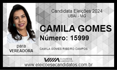 Candidato CAMILA GOMES 2024 - UBAÍ - Eleições