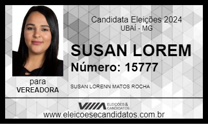 Candidato SUSAN LOREM 2024 - UBAÍ - Eleições