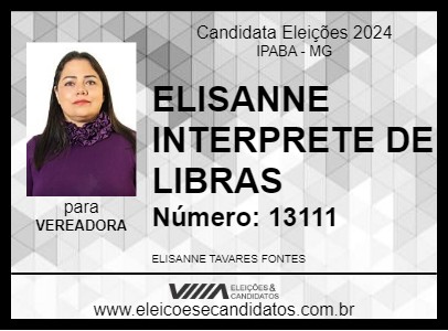 Candidato ELISANNE INTERPRETE DE LIBRAS 2024 - IPABA - Eleições