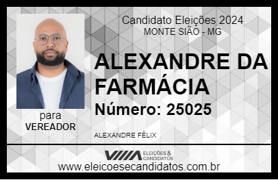 Candidato ALEXANDRE DA FARMÁCIA 2024 - MONTE SIÃO - Eleições