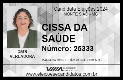 Candidato CISSA DA SAÚDE 2024 - MONTE SIÃO - Eleições