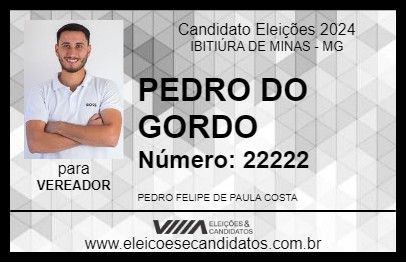 Candidato PEDRO DO GORDO 2024 - IBITIÚRA DE MINAS - Eleições