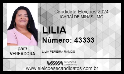 Candidato LILIA 2024 - ICARAÍ DE MINAS - Eleições