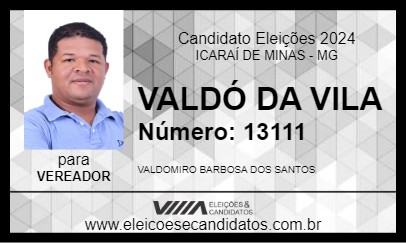 Candidato VALDÓ DA VILA 2024 - ICARAÍ DE MINAS - Eleições