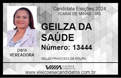 Candidato GEILZA DA SAÚDE 2024 - ICARAÍ DE MINAS - Eleições