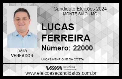 Candidato LUCAS FERREIRA 2024 - MONTE SIÃO - Eleições