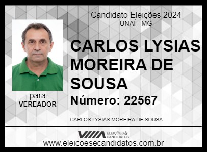 Candidato CARLINHOS DO DEMÓSTENES 2024 - UNAÍ - Eleições