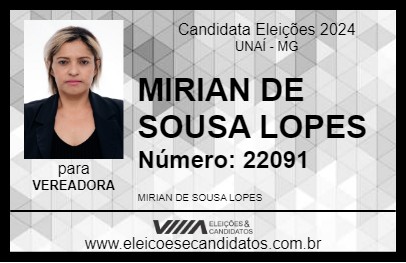 Candidato MIRIAN CABELEIREIRA 2024 - UNAÍ - Eleições