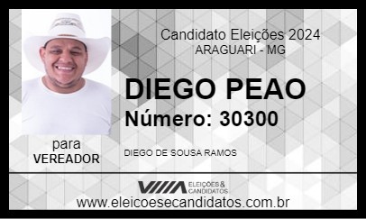 Candidato DIEGO PEAO 2024 - ARAGUARI - Eleições