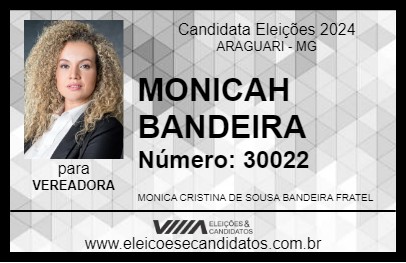 Candidato MONICAH BANDEIRA 2024 - ARAGUARI - Eleições