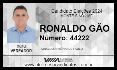 Candidato RONALDO GÃO 2024 - MONTE SIÃO - Eleições