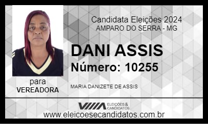 Candidato DANI ASSIS 2024 - AMPARO DO SERRA - Eleições