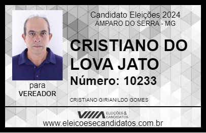 Candidato CRISTIANO DO LOVA JATO 2024 - AMPARO DO SERRA - Eleições