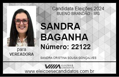 Candidato SANDRA BAGANHA 2024 - BUENO BRANDÃO - Eleições