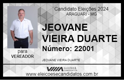 Candidato JEOVANE VIEIRA DUARTE 2024 - ARAGUARI - Eleições