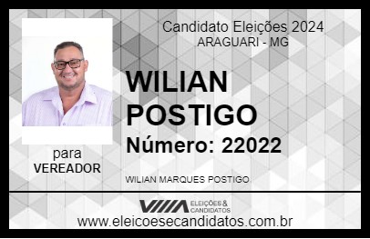 Candidato WILIAN POSTIGO 2024 - ARAGUARI - Eleições