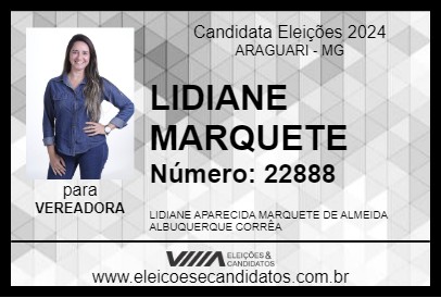 Candidato LIDIANE MARQUETE 2024 - ARAGUARI - Eleições