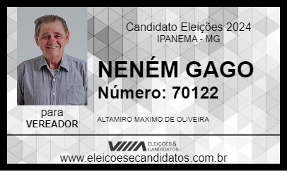 Candidato NENÉM GAGO 2024 - IPANEMA - Eleições