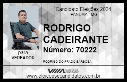 Candidato RODRIGO CADEIRANTE 2024 - IPANEMA - Eleições