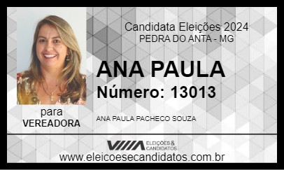 Candidato ANA PAULA 2024 - PEDRA DO ANTA - Eleições