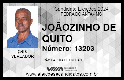 Candidato JOÃOZINHO DE QUITO 2024 - PEDRA DO ANTA - Eleições