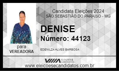 Candidato DENISE 2024 - SÃO SEBASTIÃO DO PARAÍSO - Eleições