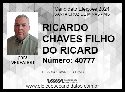 Candidato RICARDO CHAVES FILHO DO RICARD 2024 - SANTA CRUZ DE MINAS - Eleições