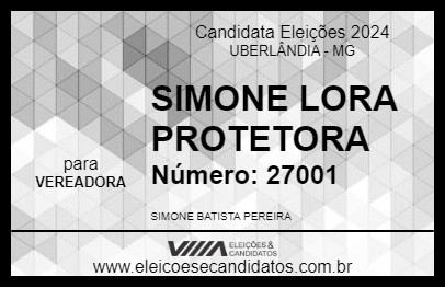 Candidato SIMONE LORA PROTETORA 2024 - UBERLÂNDIA - Eleições