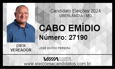 Candidato CABO EMÍDIO 2024 - UBERLÂNDIA - Eleições