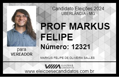 Candidato PROF MARKUS FELIPE 2024 - UBERLÂNDIA - Eleições