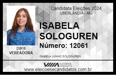 Candidato ISABELA SOLOGUREN 2024 - UBERLÂNDIA - Eleições