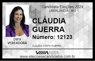 Candidato CLÁUDIA GUERRA 2024 - UBERLÂNDIA - Eleições