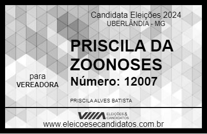 Candidato PRISCILA DA ZOONOSES 2024 - UBERLÂNDIA - Eleições