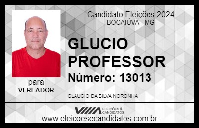 Candidato GLAUCIO PROFESSOR 2024 - BOCAIÚVA - Eleições