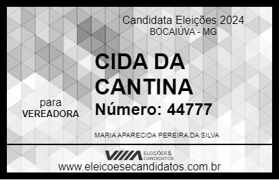 Candidato CIDA DA CANTINA 2024 - BOCAIÚVA - Eleições