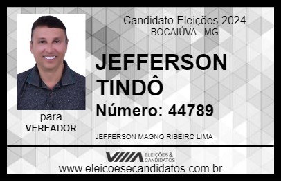 Candidato JEFFERSON TINDÔ 2024 - BOCAIÚVA - Eleições