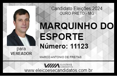 Candidato MARQUINHO DO ESPORTE 2024 - OURO PRETO - Eleições