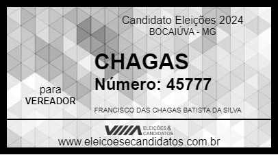 Candidato CHAGAS 2024 - BOCAIÚVA - Eleições