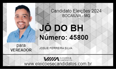 Candidato JÔ DO BH 2024 - BOCAIÚVA - Eleições