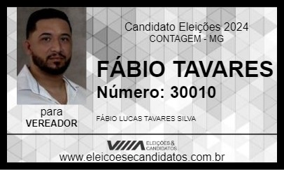 Candidato FÁBIO TAVARES 2024 - CONTAGEM - Eleições