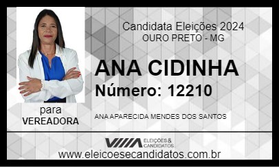 Candidato ANA CIDINHA 2024 - OURO PRETO - Eleições