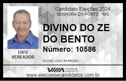 Candidato DIVINO DO ZE DO BENTO 2024 - SENHORA DO PORTO - Eleições