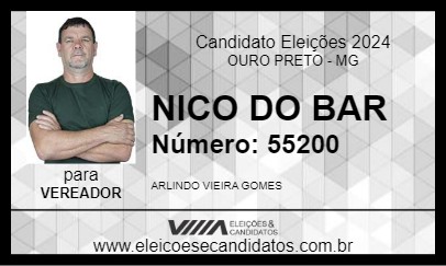 Candidato NICO DO BAR 2024 - OURO PRETO - Eleições