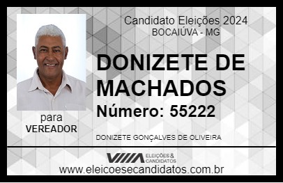 Candidato DONIZETE DE MACHADOS 2024 - BOCAIÚVA - Eleições