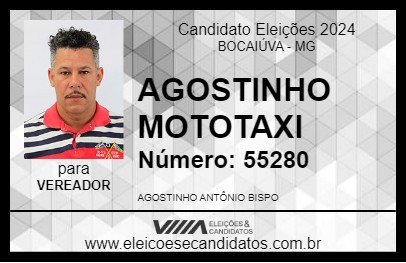 Candidato AGOSTINHO MOTOTAXI 2024 - BOCAIÚVA - Eleições